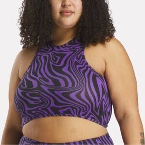Reebok Plus Size Women’s Modern Safari Purple Black Active Bralette Sz 4X NWT